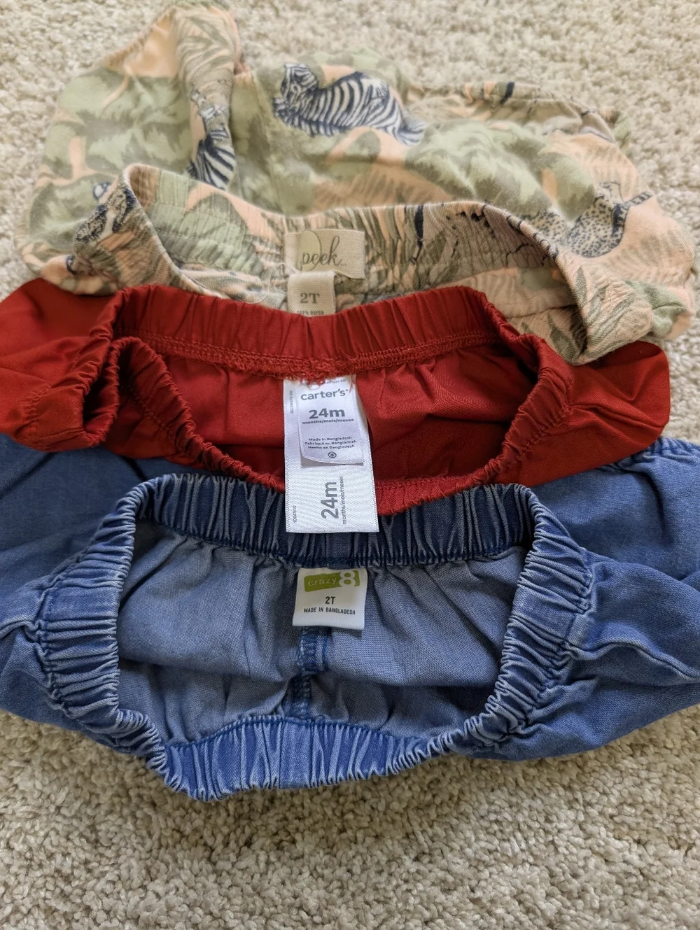 3-Pack Baby Bloomers — Red, Blue & Safari Print 2T - Picture 2 of 3
